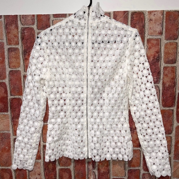 Pre-Owned Hottie + Lord White Long Sleeve See-Through Blouse Zipper Back Sz 2 - Picture 2 of 3